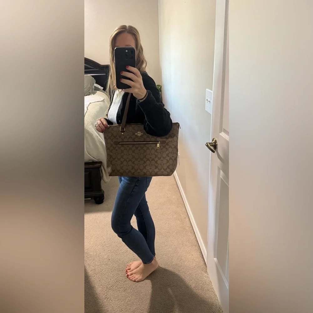 Coach Tan and Brown Signature Tote